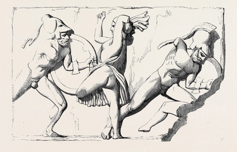 THE BOUDROUM MARBLES: NO. 3. PART OF A FRIEZE REPRESENTING A BATTLE BETWEEN THE AMAZONS AND THE GREEKS