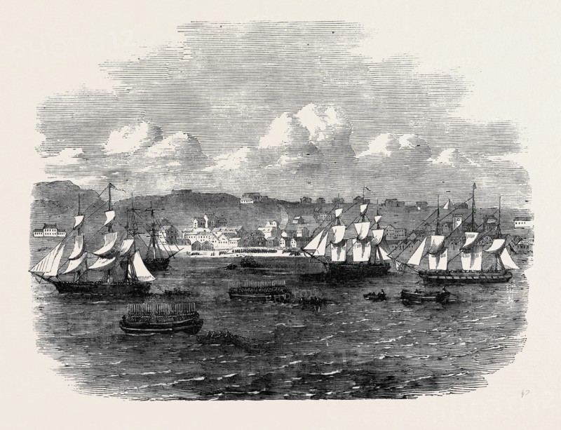 EMBARKATION OF THE 13TH, OR PRINCE ALBERT'S LIGHT INFANTRY, AT PORT ELIZABETH, ALGOA BAY