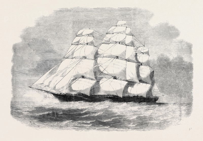 THE BLACK BALL LINE CLIPPER SHIP "JAMES BAINES,' WITH TROOPS FOR INDIA.