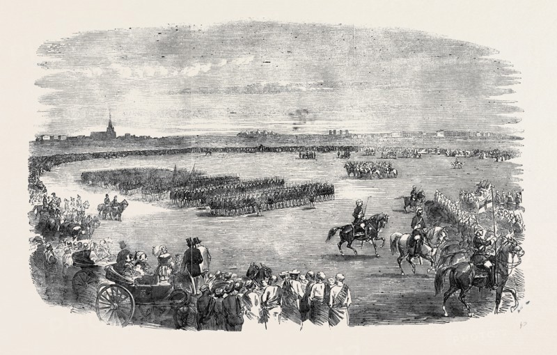 PRESENTATION OF COLOURS TO THE CALCUTTA VOLUNTEER GUARDS, BY THE VISCOUNTESS CANNING