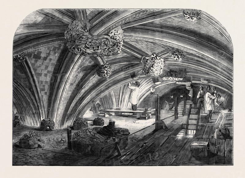THE CRYPT UNDER OLD ST. STEPHEN'S CHAPEL, WESTMINSTER, NOW IN COURSE OF RESTORATION.