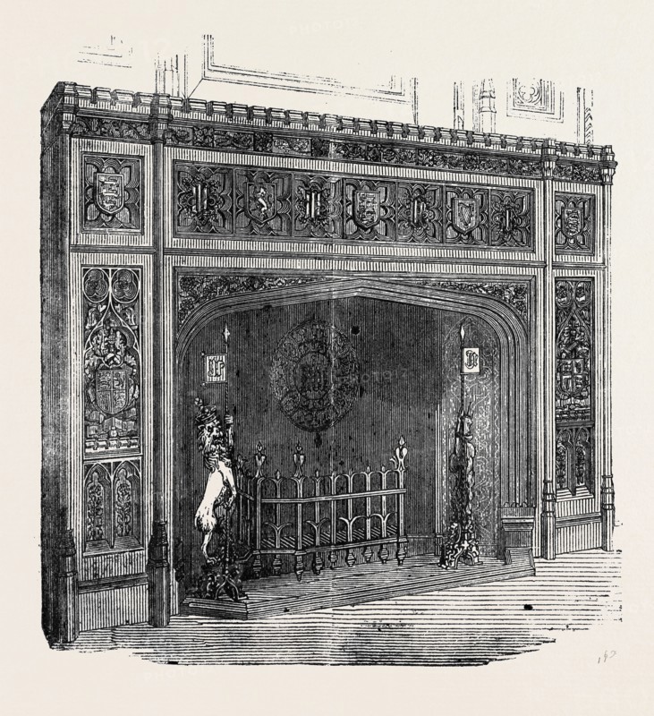 THE NEW HOUSES OF PARLIAMENT, FIREPLACE IN THE STATE DINING ROOM OF THE SPEAKER'S RESIDENCE