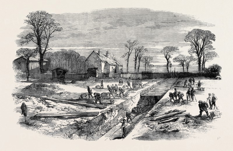 COMMENCEMENT OF THE METROPOLITAN HIGH-LEVEL SEWER, NEAR THE VICTORIA PARK.