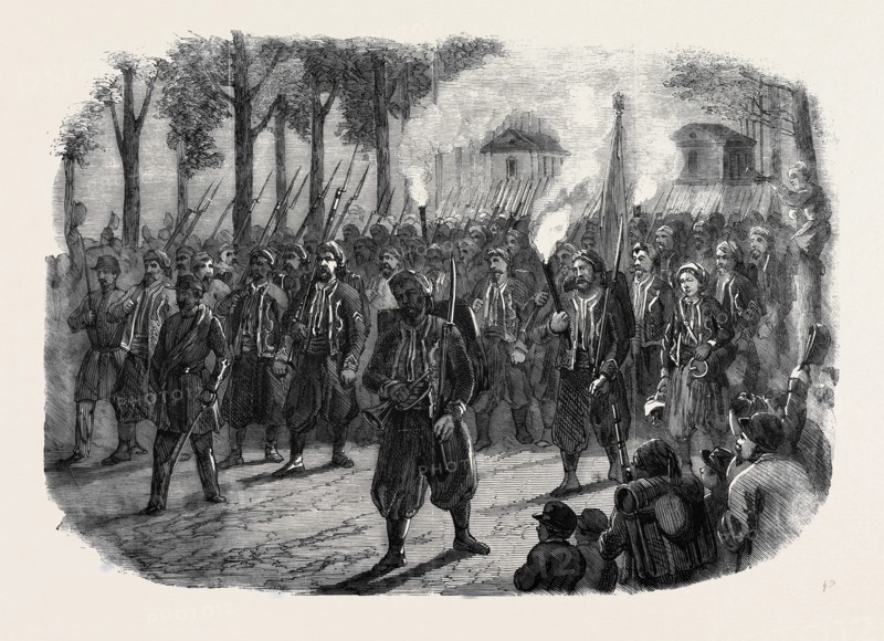 ZOUAVES QUITTING VERSAILLES BY TORCHLIGHT