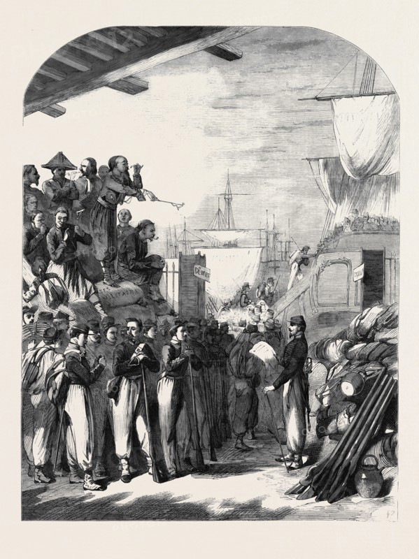 THE WAR, EMBARKATION OF ZOUAVES AT MARSEILLES