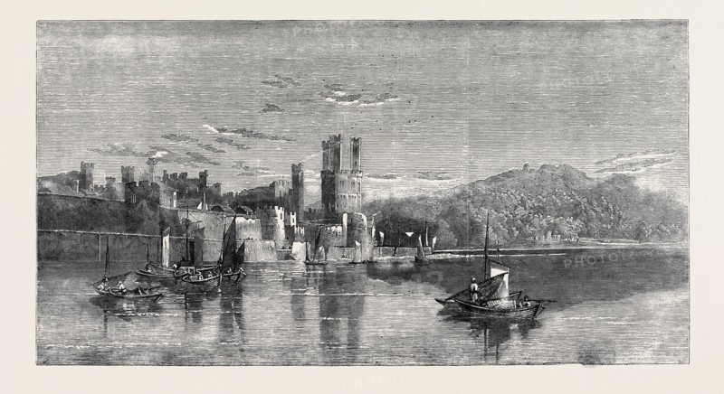 "CARNARVON CASTLE, NORTH WALES" A PAINTING BY EDWARD RICHARDSON, IN THE EXHIBITION OF THE NEW SOCIETY OF PAINTERS IN WATER COLOURS, PURCHASED BY HER MAJESTY
