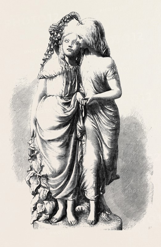 "MEASUREMENT, BY FOXGLOVE: EDITH AND EMILY CHILDREN OF GATHORNE HARDY, ESQ., M.P." BY A. MUNRO IN THE EXHIBITION OF THE ROYAL ACADEMY