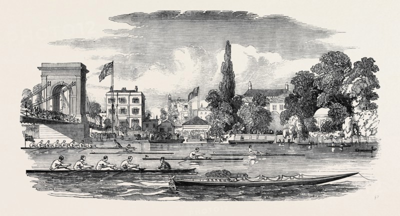 THAMES WATERMEN'S REGATTA, THE CHANCELLOR'S," NEAR HAMMERSMITH BRIDGE, WHERRY FOR PRESENTATION TO THE PRINCE OF WALES