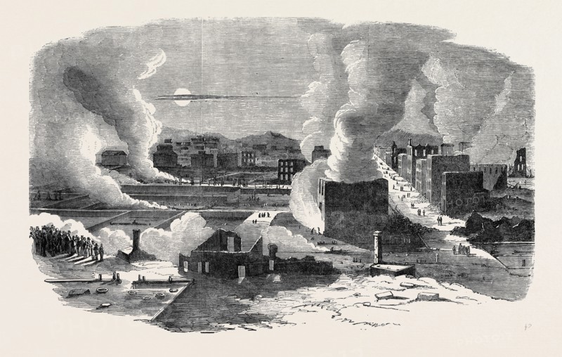 RUINS OF THE RECENT FIRE AT SAN FRANCISCO, FROM PACIFIC-STREET HEAD OF MONTGOMERY STREET
