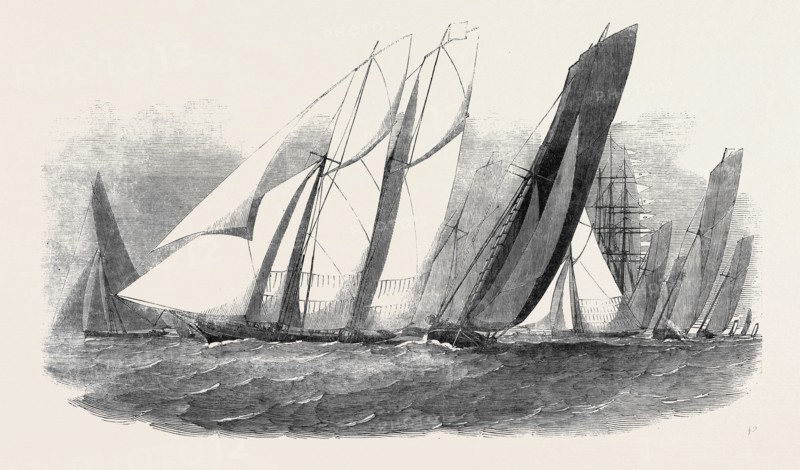 THE ROYAL VICTORIA YACHT SQUADRON REGATTA, THE "FERNANDE" AND "ANACONDA" PASSING RYDE