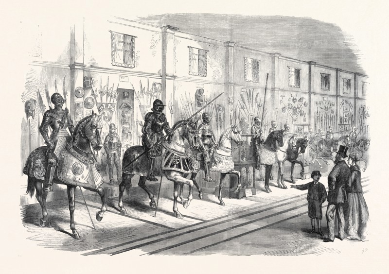 THE MEYRICK COLLECTION OF ARMOUR  IN THE SOUTH KENSINGTON GALLERY, LONDON, UK, 1869