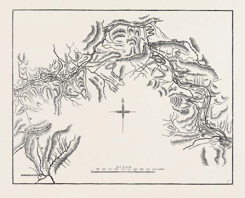 THE MONT CENIS ROAD AND INTENDED RAILWAY FROM ST. MICHEL TO SUSA, WITH THE RAILWAY TUNNEL FROM MODANE TO BARDONNECHE, 1869