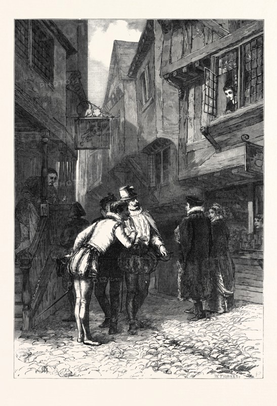 "GALLANTS," BY A.C. GOW, IN THE WINTER EXHIBITION OF THE INSTITUTE OF PAINTERS IN WATER COLOURS, 1869