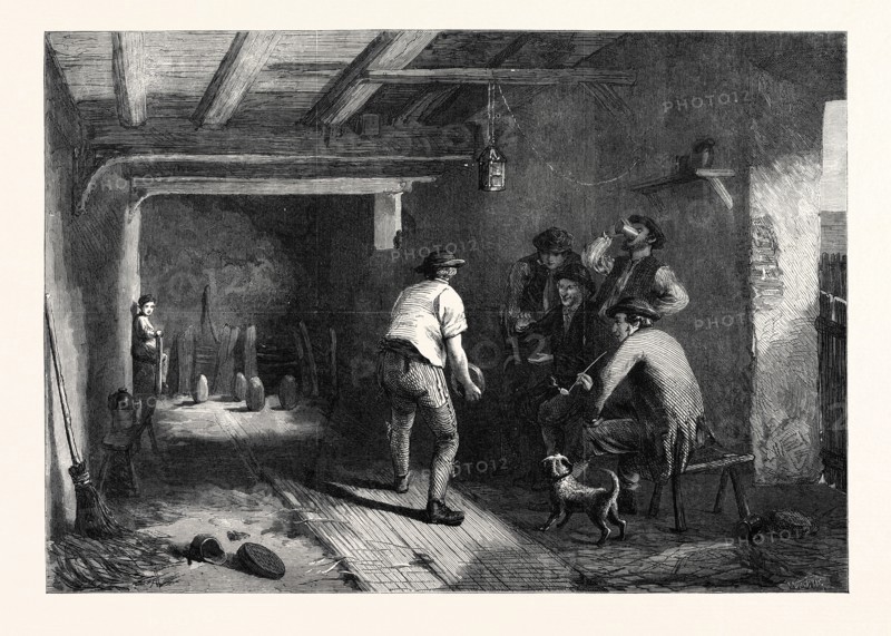 "A GAME OF FOUR-CORNERS," BY H. CARTER, IN THE GENERAL EXHIBITION OF WATER COLOUR DRAWINGS AT THE DUDLEY GALLERY, 1869