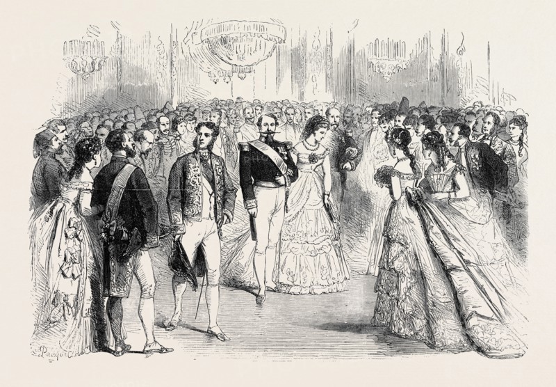 A STATE BALL AT THE TUILERIES: PRESENTATIONS TO THE EMPEROR AND EMPRESS BEFORE THE BALL, PARIS, FRANCE, 1869