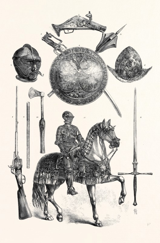 ARMS AND ARMOUR FROM THE MEYRICK COLLECTION, SOUTH KENSINGTON, LONDON, 1869, UK