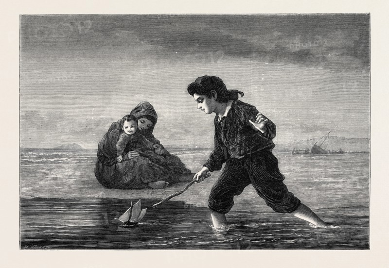 "CHILDREN OF THE SEA," BY L. DUNCAN, IN THE GENERAL EXHIBITION OF WATER COLOUR DRAWINGS, 1869