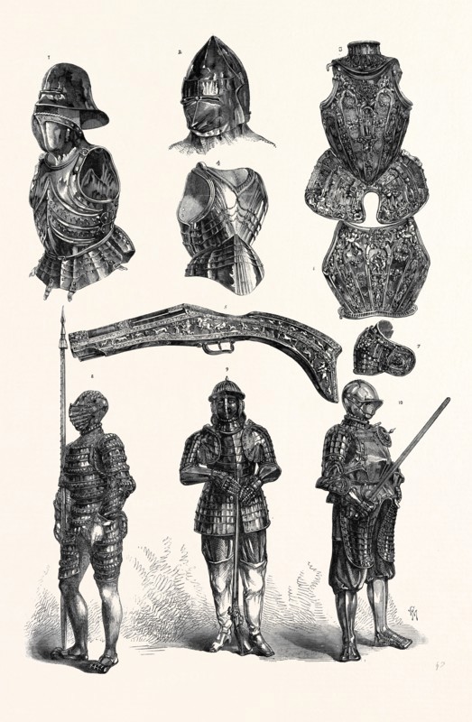 ARMS AND ARMOUR IN THE MEYRICK COLLECTION AT SOUTH KENSINGTON MUSEUM, LONDON, UK, 1869