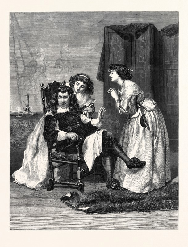 "PERSUADING PAPA," BY J. PETTIE, A.R.A., IN THE EXHIBITION AT THE GALLERY, 7, HAYMARKET, 1869, UK