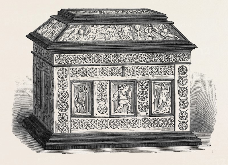BYZANTINE CASKET OF BONEWORK, SET IN EBONY