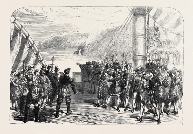 SCENE FROM THE NEW BURLESQUE OF "COLUMBUS," AT THE GAIETY THEATRE, 1869