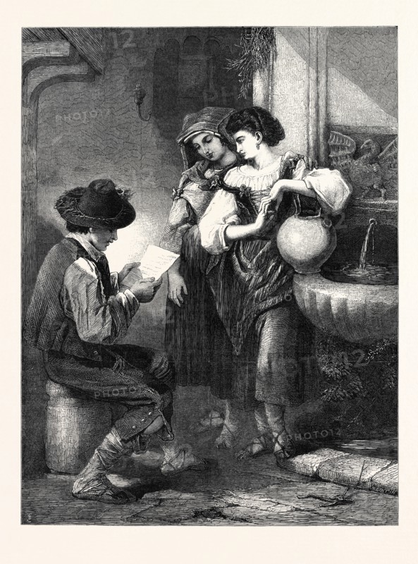 "THE LETTER," BY H.P. RIVIERE, IN THE EXHIBITION OF THE SOCIETY OF PAINTERS IN WATER COLOURS, 1869