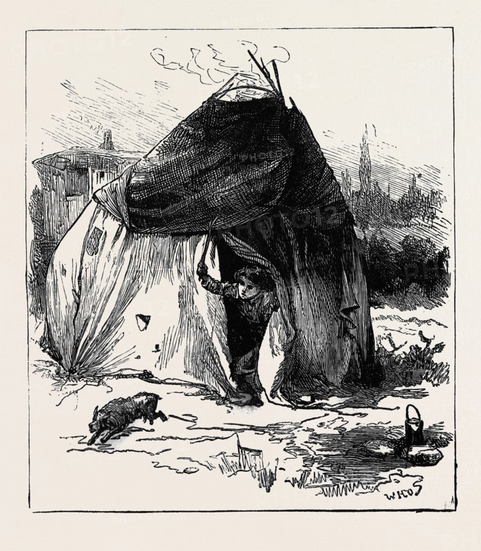 GIPSY LIFE ROUND LONDON: TENT AT HACKNEY, 1880