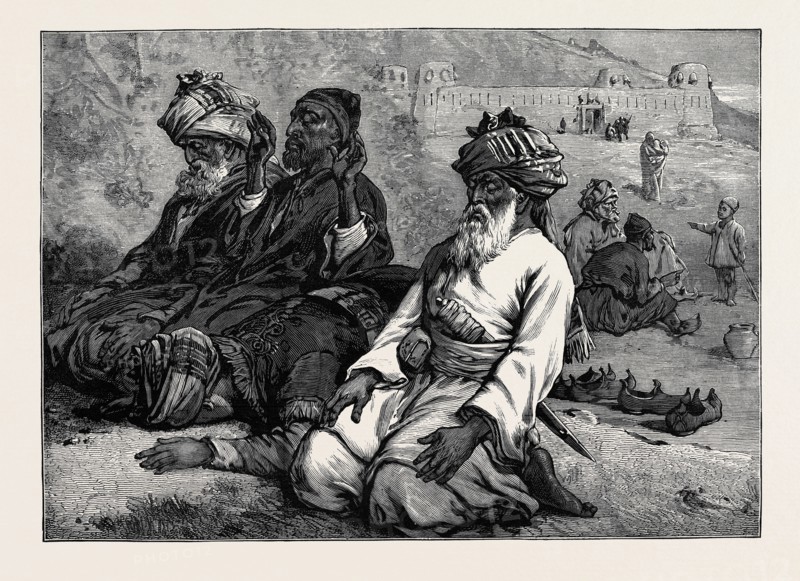 AFGHANS AT THEIR NAMAZ, 1880