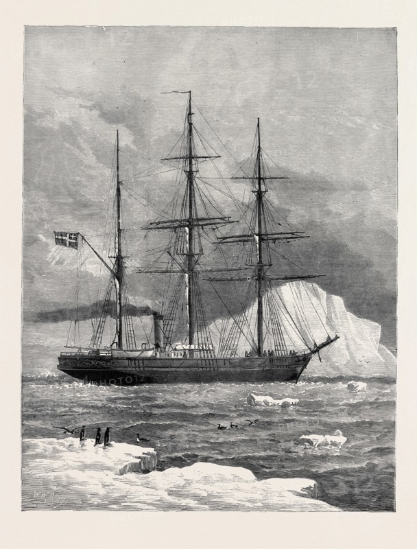 THE SWEDISH ARCTIC EXPLORING SHIP VEGA AMONG ICEBERGS, 1880