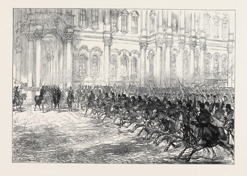 ROYAL MARRIAGE FESTIVITIES AT ST. PETERSBURG: REVIEW BEFORE THE EMPEROR, THE PRINCE OF WALES, AND THE CROWN PRINCE OF PRUSSIA, 1874