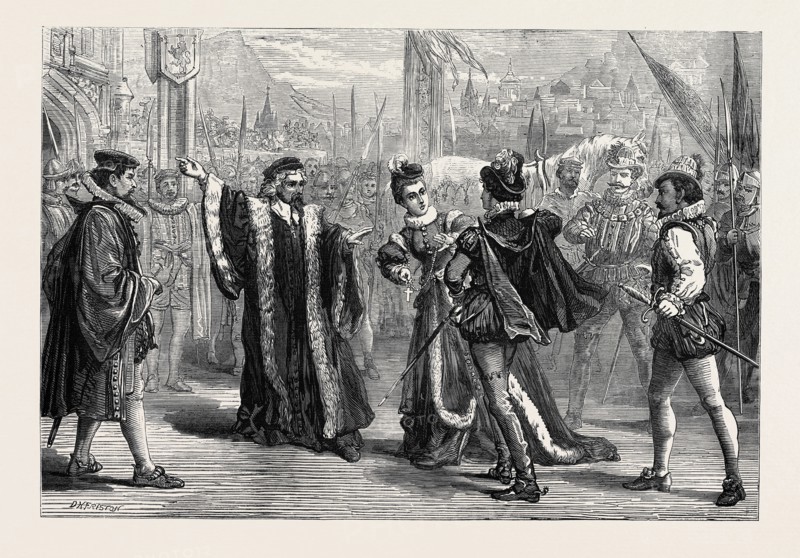 SCENE FROM "MARY, QUEEN O' SCOTS," AT THE PRINCESS'S THEATRE, LONDON, 1874