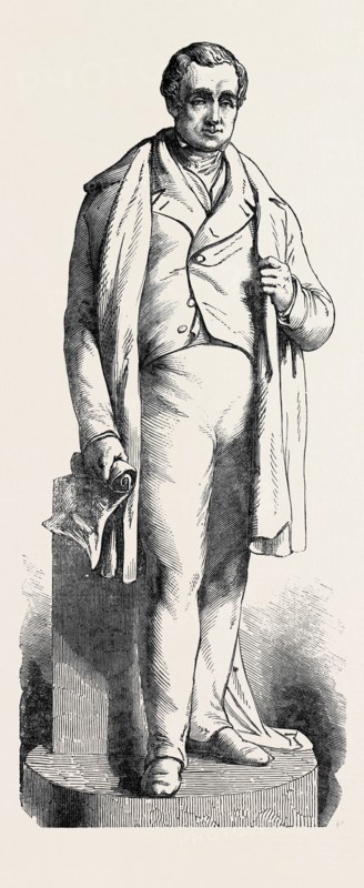 MARBLE STATUE OF THE LATE GEORGE STEPHENSON, BY E.H. DAILY, R.A.; TO BE PLACED IN THE EUSTON STATION OF THE LONDON AND NORTH-WESTERN RAILWAY