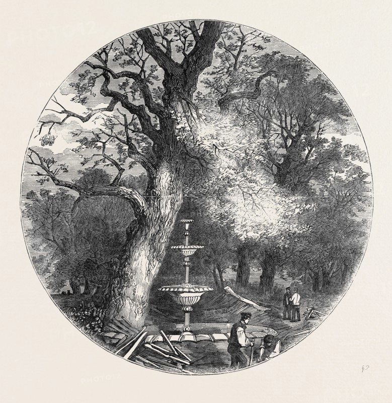 THE OLD CRYSTAL PALACE IN HYDE PARK: FOUNTAIN IN THE NORTH TRANSEPT, 1852