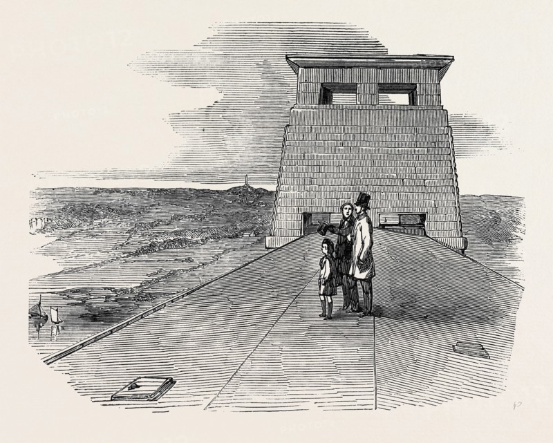 PRINCE ALBERT, THE PRINCE OF WALES, AND MR. STEPHENSON, UPON THE ROOF OF THE BRITANNIA TUBULAR BRIDGE, 1852