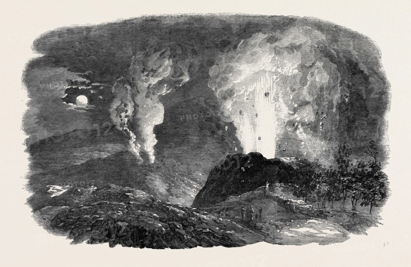 ETNA IN ERUPTION, THE NEW CRATER, 1852
