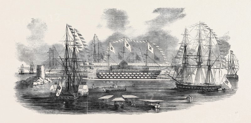 OPENING OF A NEW BASIN IN THE ARSENAL AT NAPLES, 1852