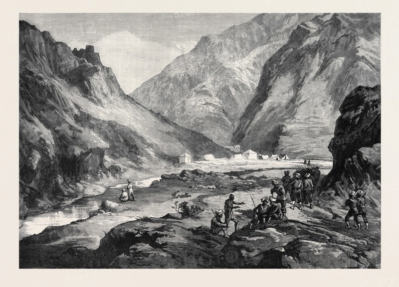 THE AFGHAN WAR: PASS OF ALI MUSJID, IN THE KHYBER, WITH ADVANCED GUARD OF THE 14TH SIKHS, 1879