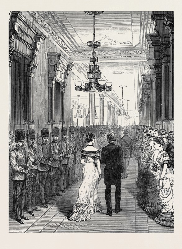 THE MARQUIS OF LORNE AND PRINCESS LOUISE AT MONTREAL: ROYAL PROCESSION TO THE BALL-ROOM, 1879