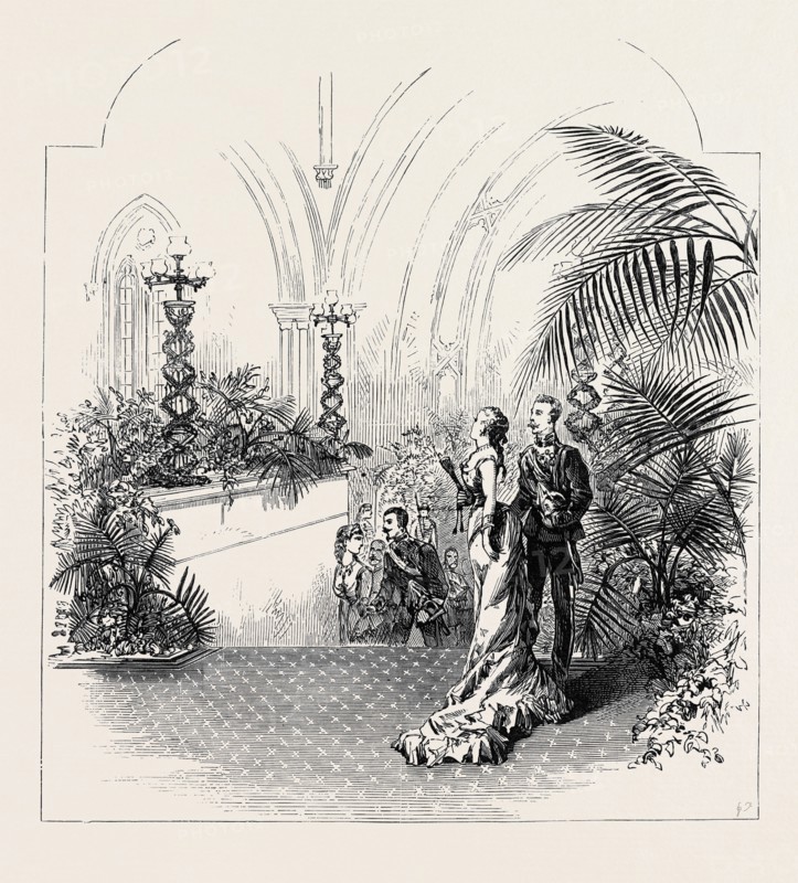 MARRIAGE OF THE DUKE OF CONNAUGHT: GRAND STAIRCASE LEADING TO ST. GEORGE'S HALL, 1879