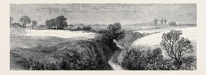 IN THE MEATH HUNTING COUNTRY: "LOUGH OF THE BAY," A WELL-KNOWN JUMP, NEAR "REILLY'S OF THE WARD", IRELAND, 1879