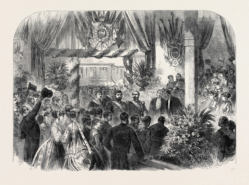 ARRIVAL OF THE SULTAN OF TURKEY AT PARIS: THE EMPEROR NAPOLEON AND THE SULTAN AT THE LYONS RAILWAY STATION, FRANCE, 1867