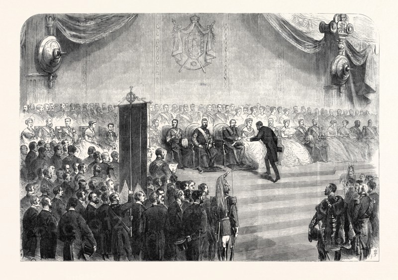 THE EMPEROR NAPOLEON DISTRIBUTING THE PRIZES OF THE PARIS EXHIBITION, FRANCE, 1867