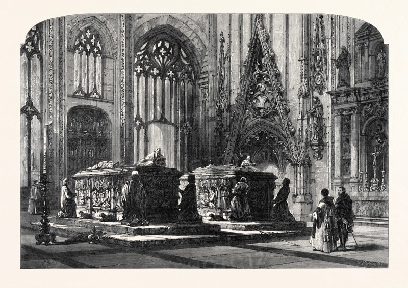 "TOMBS IN THE CATHEDRAL OF TOLEDO," BY S. READ, IN THE EXHIBITION OF THE SOCIETY OF PAINTERS IN WATER COLOURS, 1867