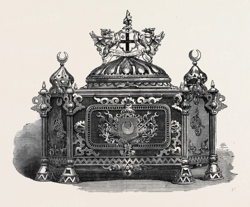 CASKET IN WHICH THE ADDRESS OF THE CITY WAS PRESENTED TO THE SULTAN OF TURKEY AT GUILDHALL, UK, 1867