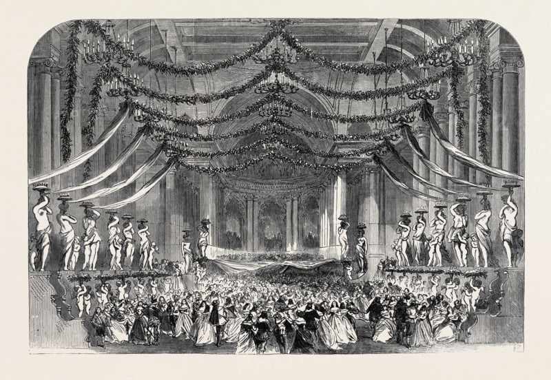 BALL ROOM SCENE FROM "DON GIOVANNI," AT HER MAJESTY'S THEATRE, LONDON, UK, 1867