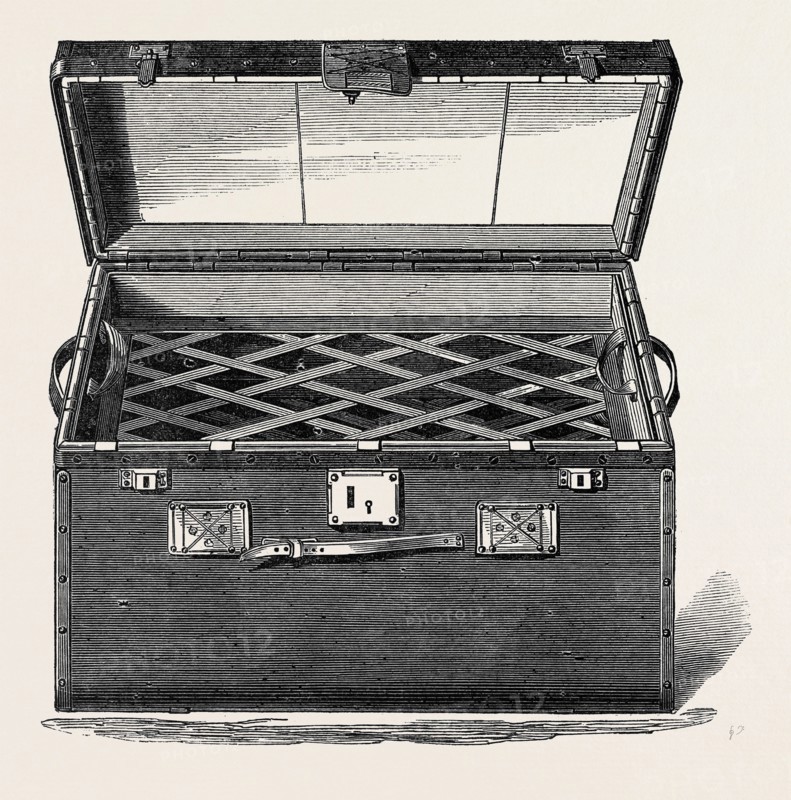 WILKS'S AIRTIGHT PORTMANTEAU, OPEN, 1867