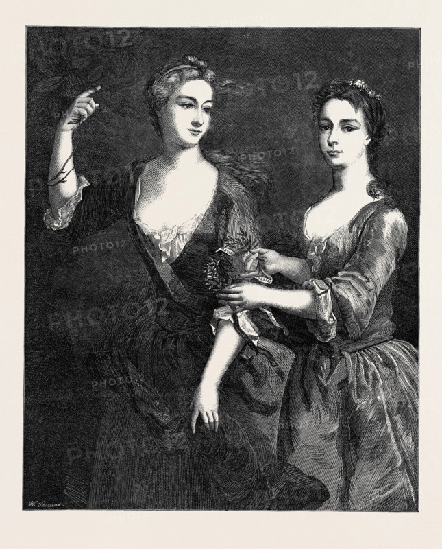 THE MISSES BLOUNT, BY JERVAS, IN THE NATIONAL PORTRAIT EXHIBITION, SOUTH KENSINGTON, LONDON, UK, 1867