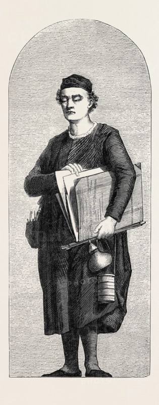 BENOZZO GOZZOLI, BY E. ARMITAGE, A.R.A., MOSAIC PORTRAITS IN THE SOUTH KENSINGTON MUSEUM, LONDON, UK, 1867