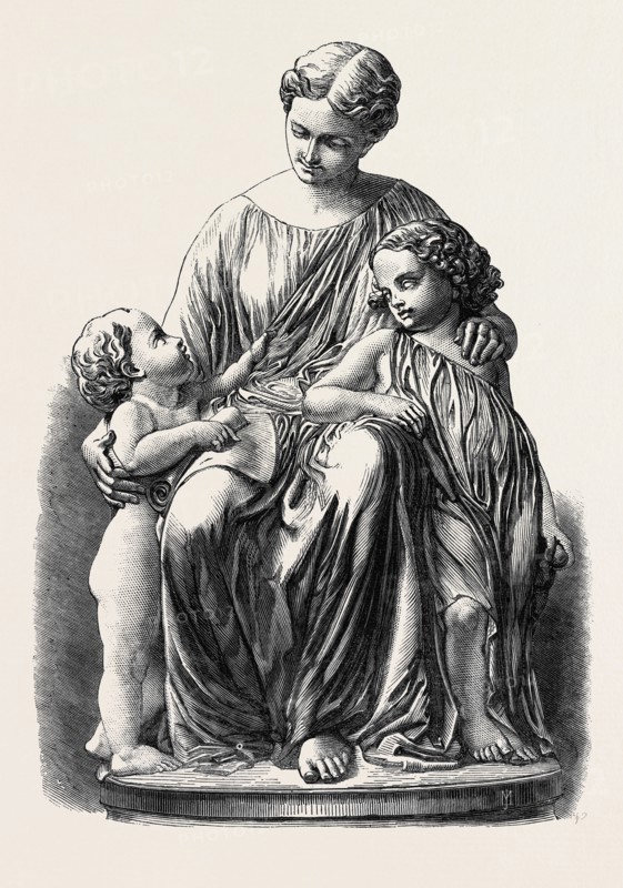 THE PARIS INTERNATIONAL EXHIBITION: GROUP IN MARBLE, "LA MERE," BY E.J.B. FAROCHON, FRANCE, 1867