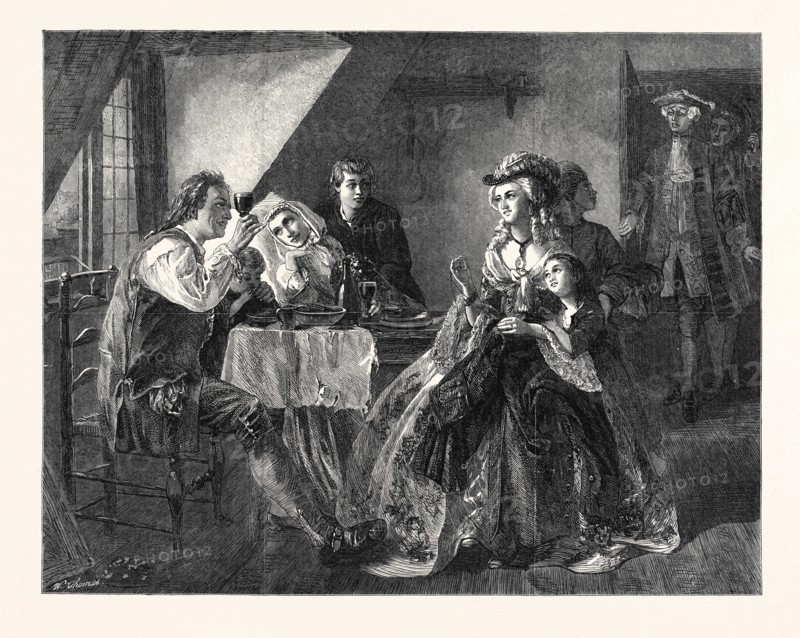 "PEG WOFFINGTON'S VISIT TO TRIPLET," BY MISS R. SOLOMON, IN THE PARIS INTERNATIONAL EXHIBITION, FRANCE, 1867